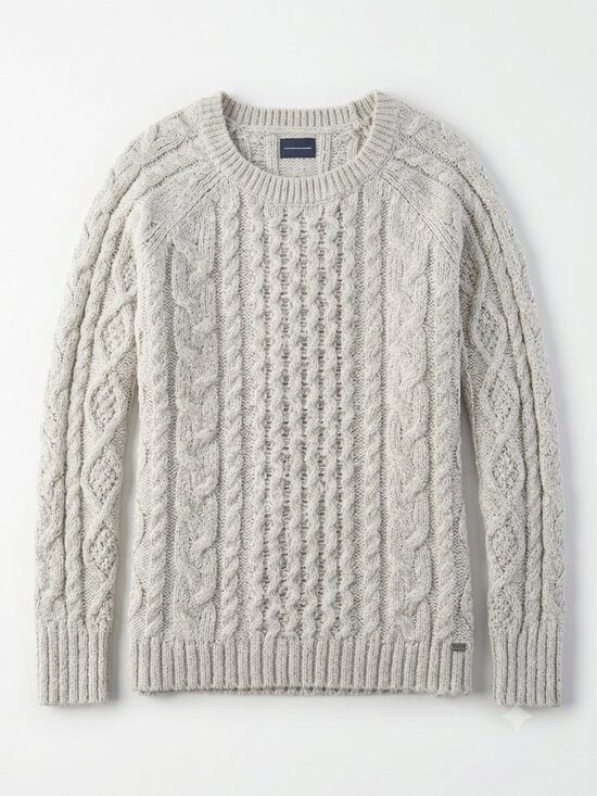 American Eagle Outfitters Sweaters - American Eagle Cream Chunky Cable Knit Shimmer Sweater Size Small